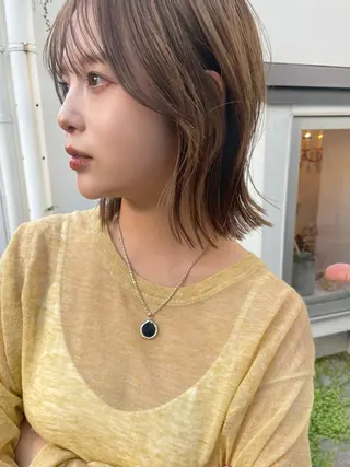 ミディアム カラー 結べるレイヤーボブ くびれLady表参道のヘアスタイル