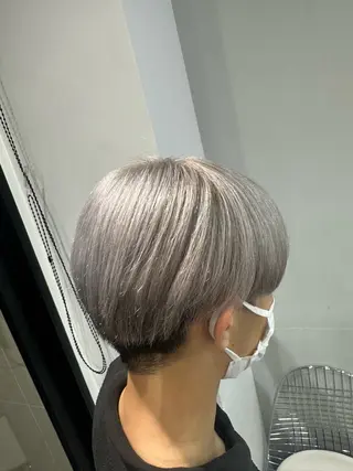 ショート カラー メンズ 透明感/ブリーチ縮毛 /髪質改善/星野純一のヘアスタイル