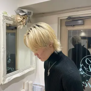 ショート メンズ cinq PROJECT所属・ミルクティーベージュ /三村克彦のヘアスタイル