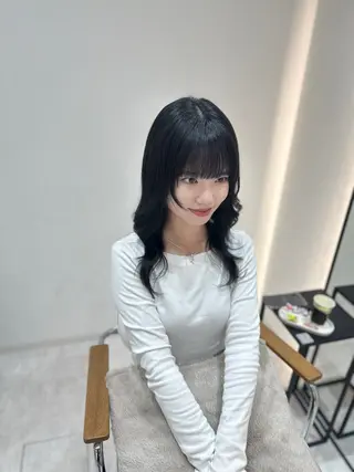 セミロング カラー 韓国ヘア/艶髪ロング グレージュ/kanaのヘアスタイル