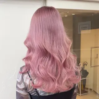ロング カラー ブリーチなしピンク 赤井龍斗のヘアスタイル