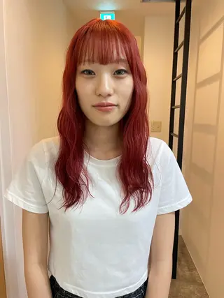 ロング カラー 水野谷愛/ハイトーン カラー/カラーモデルのヘアスタイル