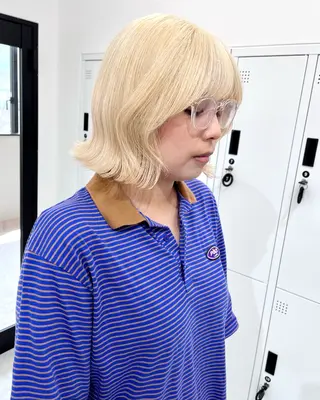 ミディアム カラー パーマ ヘアアレンジ メンズ キッズ ハイトーン/ピンク 💗モモ໒꒱のヘアスタイル