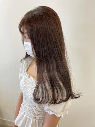 ロング カラー 顔まわりカット✄ ベージュカラー🧸のヘアスタイル