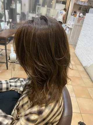 セミロング カラー ショートカット パーマ石井のヘアスタイル