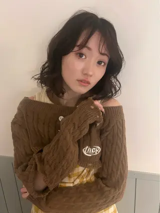 ミディアム パーマ 透明感カラー/パーマ 蓮沼実奈のヘアスタイル