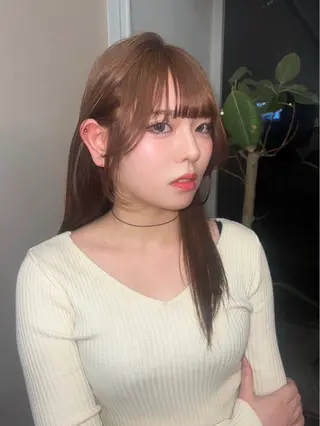 セミロング カラー 岡山ハイトーン・ ルーツカラー/こもものヘアスタイル