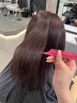 ミディアム ririko/ 暖色カラー/艶カラーのヘアスタイル