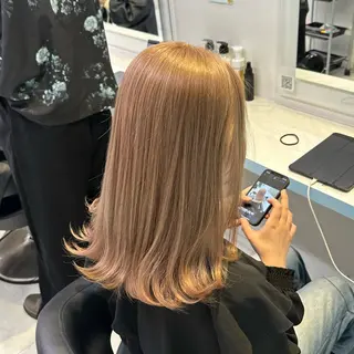 セミロング カラー 暖色🩷透明感カラー ♡Maika♡のヘアスタイル