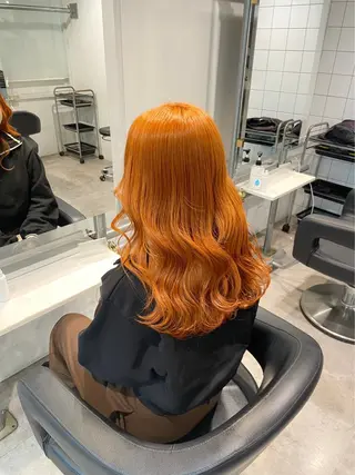カラー 夏カラーオレンジ ヘアーひめな🫧のヘアスタイル