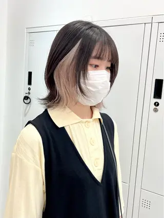 セミロング カラー パーマ ヘアアレンジ メンズ キッズ ネイル マツエク・マツパ アイブロウ ハイトーン/ピンク 💗モモ໒꒱のヘアスタイル