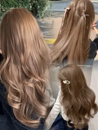 ロング カラー YUKA🤍ベージュ /ミルクティーのヘアスタイル