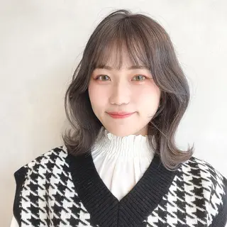ミディアム カラー 🤍髪質改善➕透明感 カラー🤍川上葵のヘアスタイル