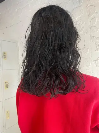 セミロング カラー パーマ ヘアアレンジ satsuki 暖色・ブラウンカラーのヘアスタイル