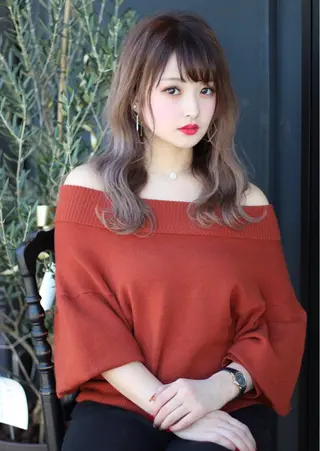 セミロング カラー 成松 勇治のヘアスタイル