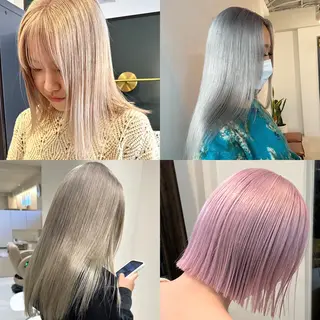 ミディアム 難波/心斎橋/ボブ/ 髪質改善/ハイトーンのヘアスタイル