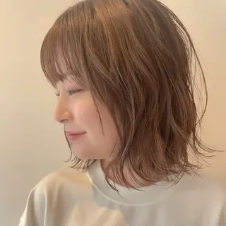 ミディアム パーマ ストンボブ/レイヤー 艶カラー💎ヒデジのヘアスタイル