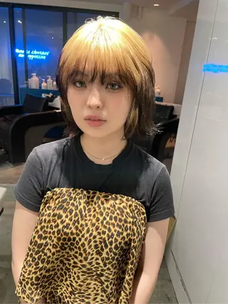 ミディアム カラー スパイラルパーマ 🌐hina⭐️のヘアスタイル