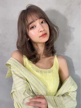 ミディアム unico.所属・韓国ヘア/暖色カラー 新美多英のヘアスタイル