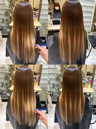 ロング カラー タケ ウチのヘアスタイル