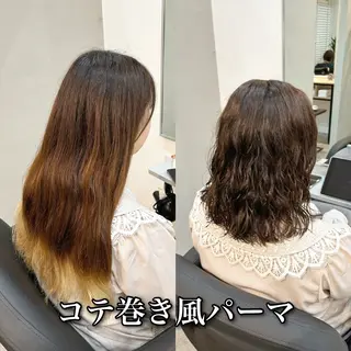 ミディアム カラー パーマ "ブリーチ縮毛矯正” /デサキショウヘイのヘアスタイル