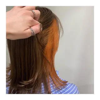 セミロング カラー あべ ゆうかのヘアスタイル