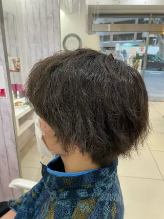 ショート パーマ メンズ 髪質改善× ハイライト溝江のヘアスタイル
