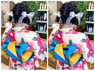 ヘアアレンジ 白髪ぼかしハイライト ヘアアレンジのヘアスタイル