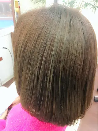 ミディアム カラー ブリーチ毛縮毛矯正 👑山口のヘアスタイル