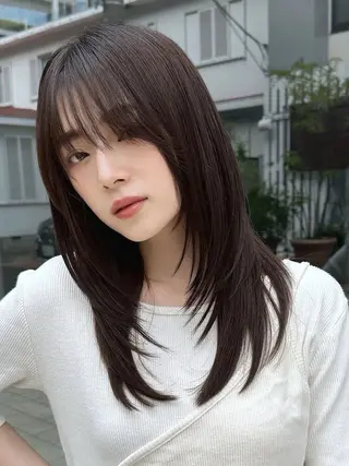 ミディアム カラー パーマ レイヤー/グレージュ 赤み消し/コウスケのヘアスタイル