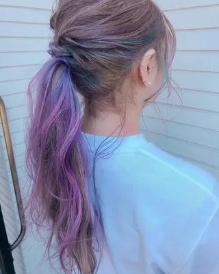 ロング カラー ヘアアレンジ ハイトーン/カラー/ 用賀/稲若健太郎のヘアスタイル