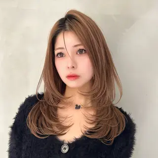 セミロング カラー 🥇KEN /レイヤー/艶カラーのヘアスタイル
