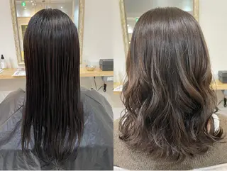 ミディアム レイヤーカット・ 縮毛矯正 星野のヘアスタイル