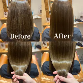 ミディアム カラー パーマ 髪質改善×矯正🫧 韓国ヘアasamiのヘアスタイル