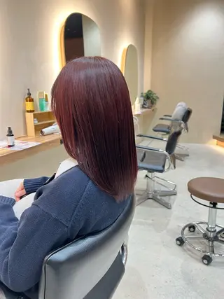 セミロング 縮毛矯正/ ケアブリーチ/モカのヘアスタイル