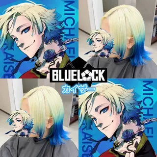 ショート カラー 推しカラー💫 ブリーチ💫若菜覚のヘアスタイル