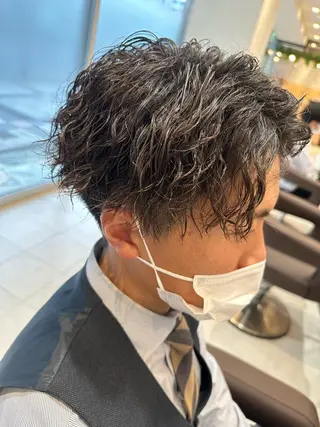 ミディアム パーマ メンズ 💈メンズ特化 美容師サキ💈のヘアスタイル