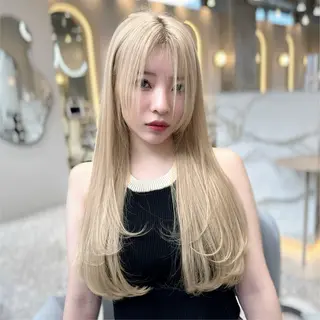 セミロング カラー 新宿/韓国風レイヤー 髪質改善/渋谷直樹のヘアスタイル