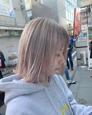 ミディアム カラー ピンクベージュ/新潟 万代/高橋桃葉🍑のヘアスタイル