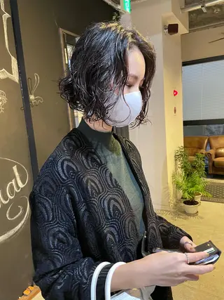 ショート カラー パーマ メンズヘア/レイヤー /ボブ山内春輝のヘアスタイル