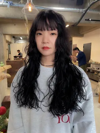 ロング パーマ パーマ/レイヤー 岩山丈一郎のヘアスタイル