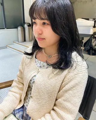 セミロング カラー パーマ ヘアアレンジ メンズ キッズ ネイル マツエク・マツパ アイブロウ パーマスタイル🔅 sayacaのヘアスタイル