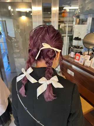 セミロング ヘアアレンジ 土田かほ/本日🈳 透明感カラー🍃のヘアスタイル