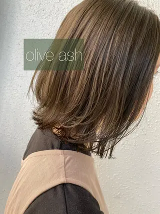 ミディアム カラー 後藤紗英/髪質改善 /オリーブベージュのヘアスタイル