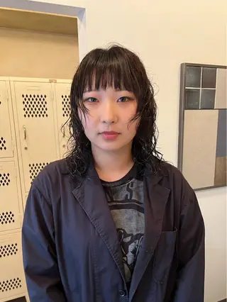 セミロング カラー パーマ 彩葉/カットモデル 伏見・栄のヘアスタイル
