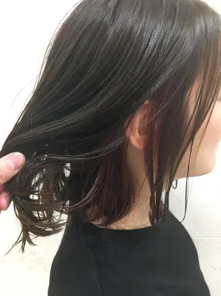 セミロング カラー 斉藤 貴也のヘアスタイル