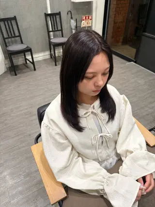 ミディアム パーマ 上田 紗也のヘアスタイル