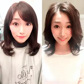 ミディアム カラー ヘアアレンジ ネイル マツエク・マツパ ACHFILO モデル募集のヘアスタイル