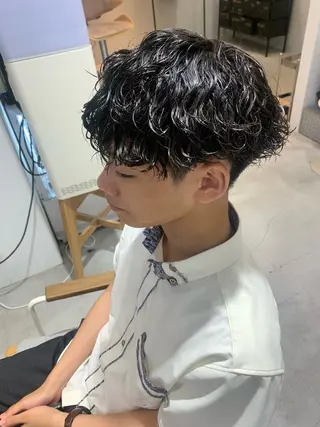 ショート パーマ メンズ フェードカット/メン ズパーマ/森巧真のヘアスタイル
