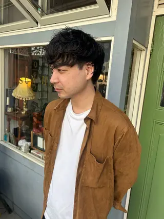 ショート パーマ メンズ 清水千優/パーマ/透 明感カラー/メンズのヘアスタイル